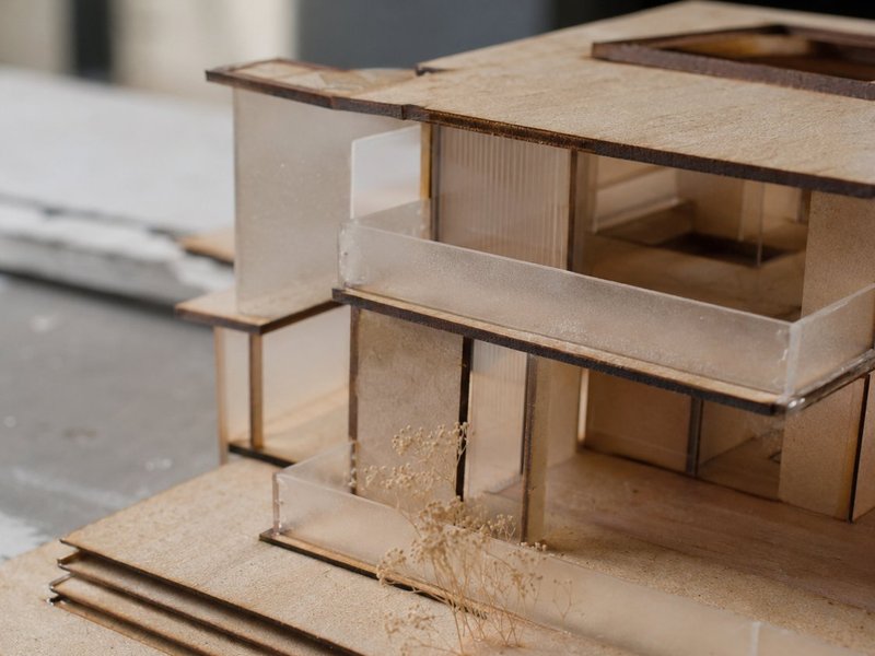 Maqueta arquitectónica a escala cortada en MDF y acrílico con láser CO2 - Punto Clave Monterrey
