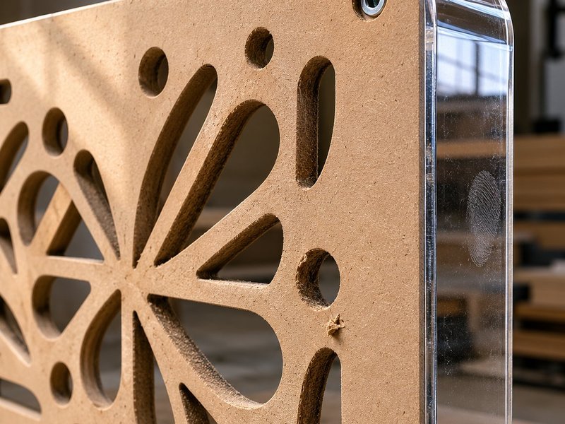 Panel decorativo calado en MDF cortado con láser para mueblería - Punto Clave Monterrey