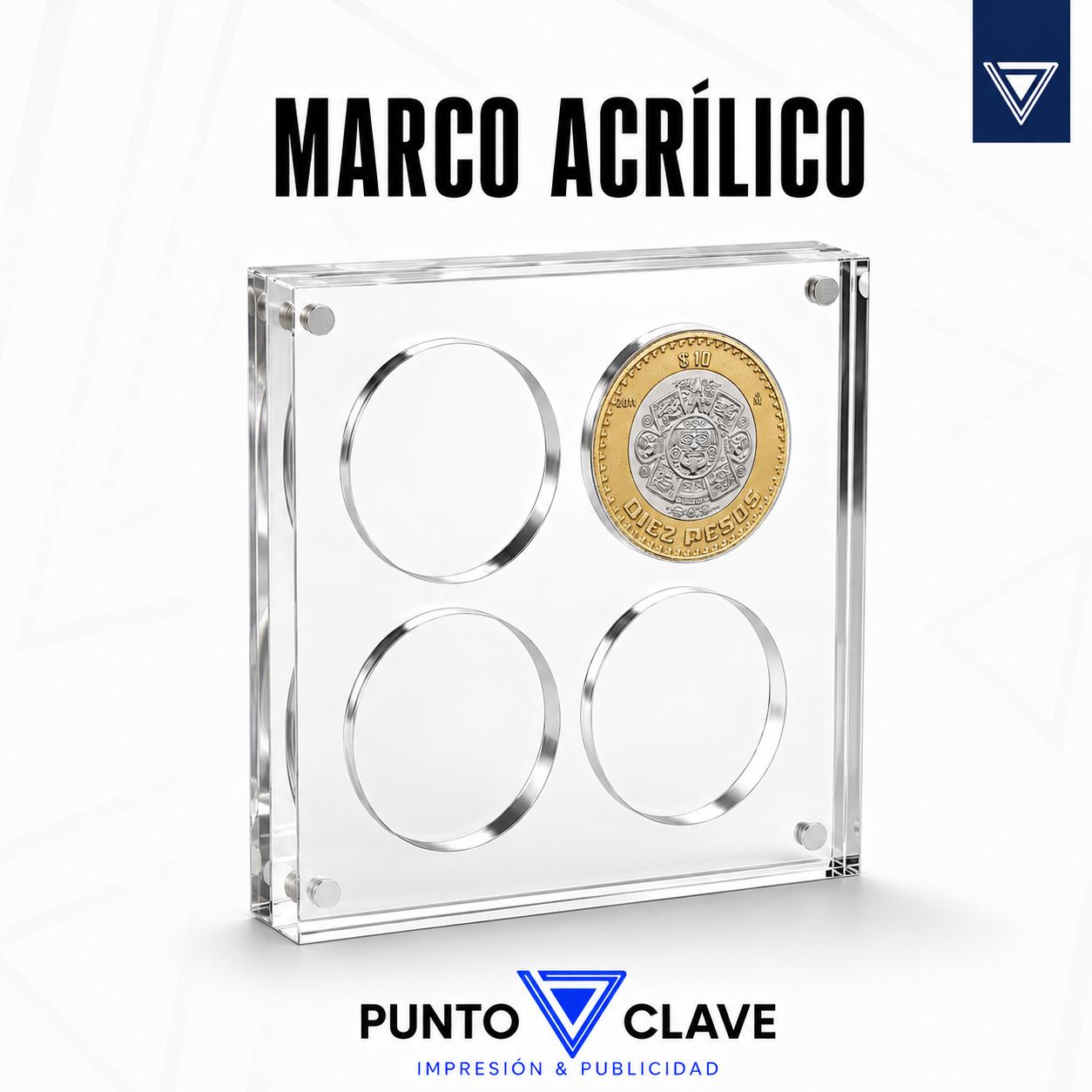 Marco de acrílico para coleccionar monedas — Punto Clave Monterrey