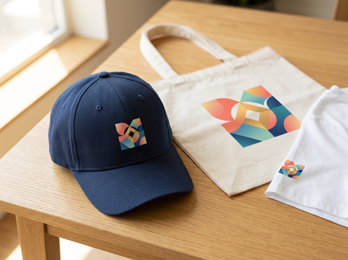 Gorra, bolsa de tela y playera blanca personalizadas con DTF a todo color