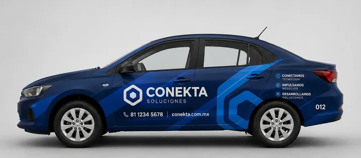 Auto con rotulación completa nivel 4: diseño impreso que cubre toda la carrocería